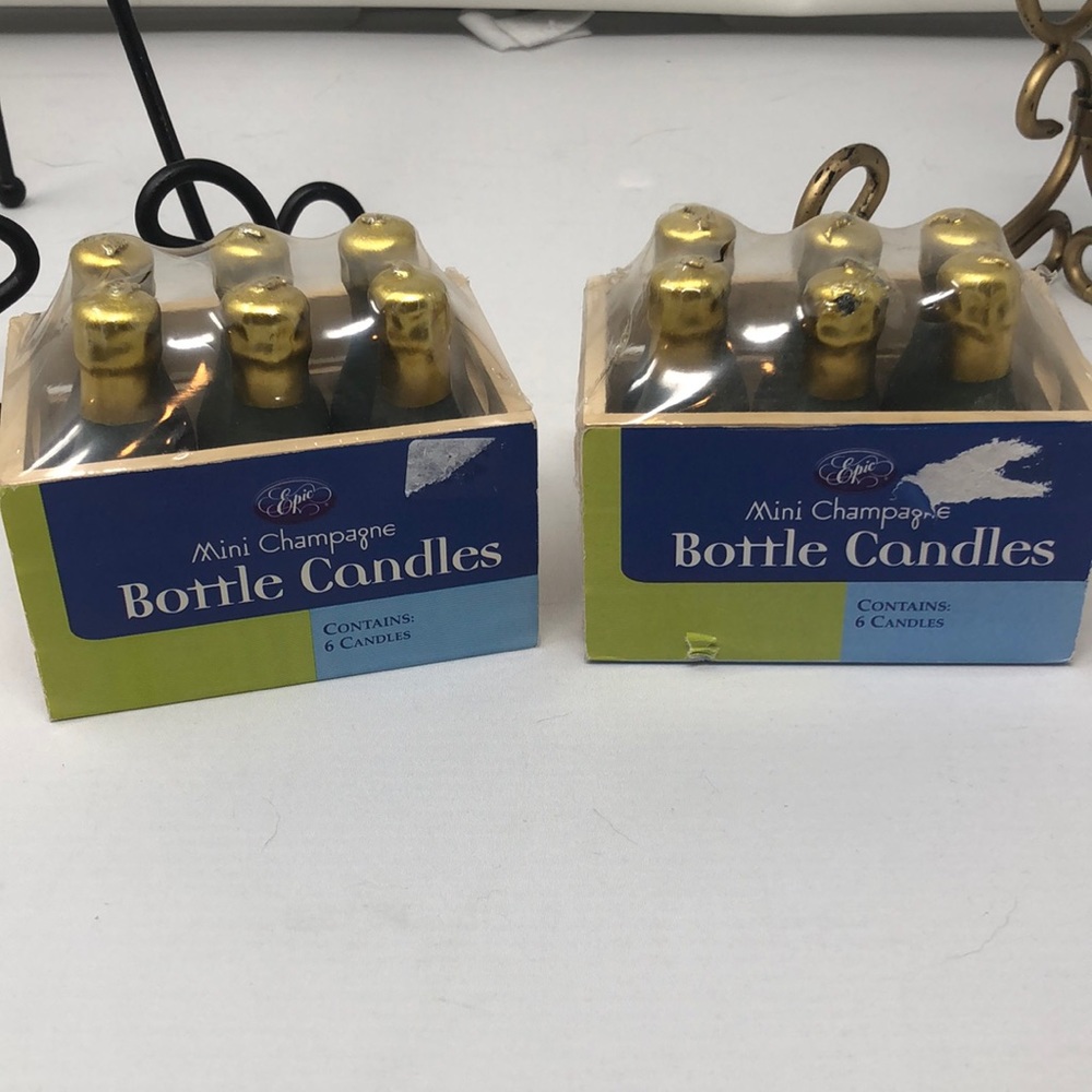 New 2 Sets of 6 (12 candles total) Champagne Bottle Candles